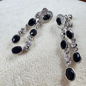 Weiss Black and Silver Stones Clip On  Earrings